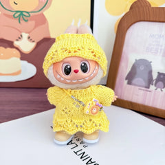 For Labubu V1 V2 v3 Cute Doll Clothes Fashion Sweater Outfit Accessories Sitting Party Pink White Striped Sweater Cup Clothing