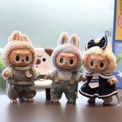 17cm Labubu Mini Plush Doll'S Clothes Outfit Accessories Cos Anime Plush Cartoon Decor For labubu shark onesie Clothing DIY Girl Gifts