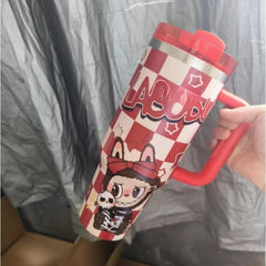 Cartoon Straw Cup Stainless Steel Vacuum Insulated Bucket 40oz Outdoor Hot Ice Travel Cup