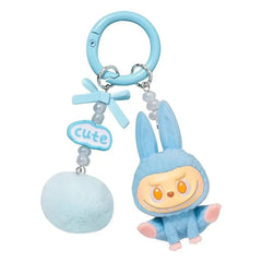 Labubu Flocking Plush Toys Keychains Pendants Cute and Adorable Mobile Phone Chains Bags Pendants Couple's Small Gifts