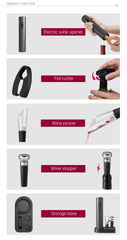 Electric Wine Bottle Opener Set Automatic Corkscrew with Aerator Pourer and Foil Cutter for Kitchen Bar Party Gifts Battery