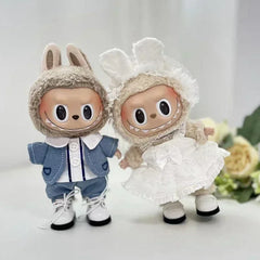 For 17cm labubu doll outfit clothes bear label hat love sweater set Cute Decoration Little Clothes