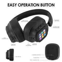 Siindoo NEWEST Hybrid ANC Wireless Headphone, ANC930Plus With Multi Magnetic Touch Control LED Screen 1GB MP3 AND APP Download