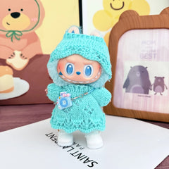 For Labubu V1 V2 v3 Cute Doll Clothes Fashion Sweater Outfit Accessories Sitting Party Pink White Striped Sweater Cup Clothing