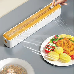 2 in 1 Food Film Dispenser Wrap Dispenser with Cutter Storage Box Aluminum Foil Stretch Film Cutter Wall Shelf Kitchen Organizer