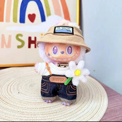For 17cm labubu doll outfit clothes bear label hat love sweater set Cute Decoration Little Clothes