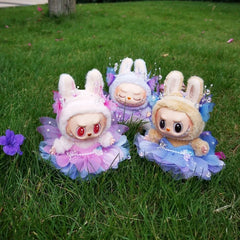 Labubu Clothes Doll DIY Accessories Flower Fairy Dress Labubu Clothes Princess Dress Doll Outfit Handmade Headpiece Have Wings