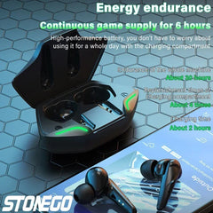 STONEGO TWS Bluetooth 5.0 Sport Earphone Wireless Waterproof Noise Reduction Headphones Games Music Earbuds with Charging Case