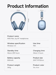 HOCO W35 Max Wireless HiFi Music Headphone 42mm Coil Speaker Candy Color Bluetooth 5.3 Sport Earphone Support AUX/TF Card Mode