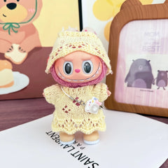 For Labubu V1 V2 v3 Cute Doll Clothes Fashion Sweater Outfit Accessories Sitting Party Pink White Striped Sweater Cup Clothing