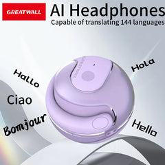 GREATWALL Hanging ear translation headphones, sports high fidelity stereo headphones, can translate 144 languages online