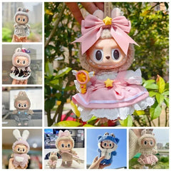 For 17cm labubu doll outfit clothes bear label hat love sweater set Cute Decoration Little Clothes