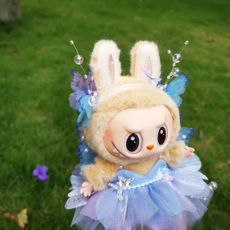 Labubu Clothes Doll DIY Accessories Flower Fairy Dress Labubu Clothes Princess Dress Doll Outfit Handmade Headpiece Have Wings