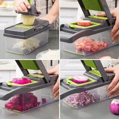 16 in 1 Multifunctional Vegetable Chopper Onion Chopper Handle Food Grid Food Chopper Kitchen Vegetable Slicer Dicer