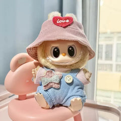 For 17cm labubu doll outfit clothes bear label hat love sweater set Cute Decoration Little Clothes