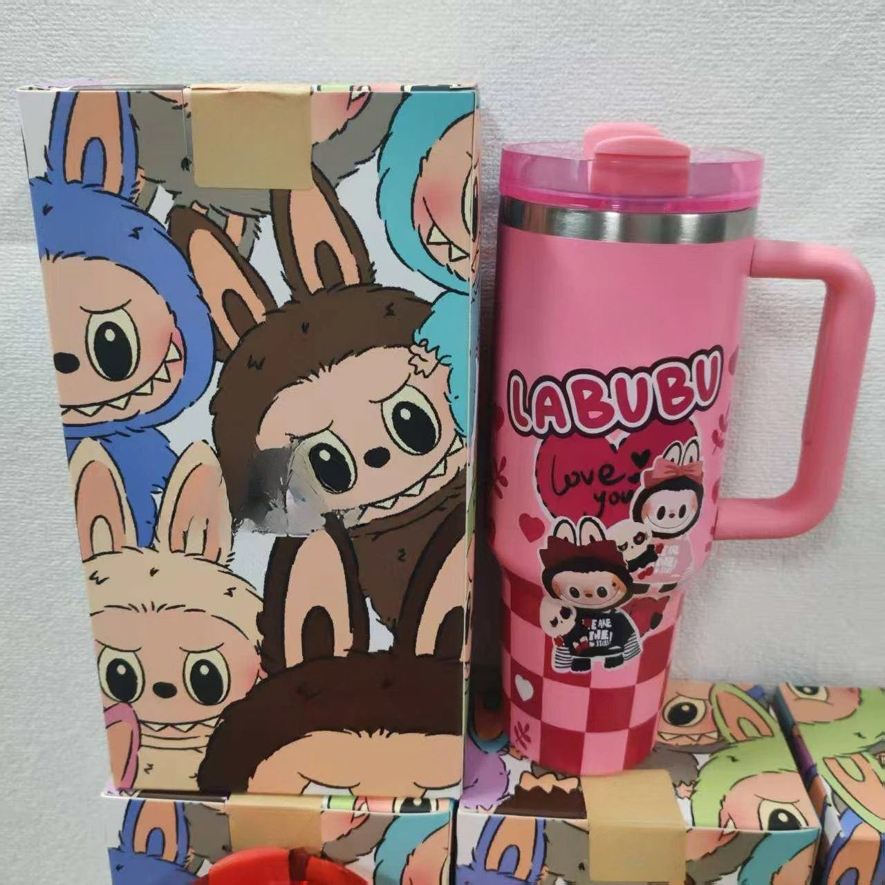 Cartoon Straw Cup Stainless Steel Vacuum Insulated Bucket 40oz Outdoor Hot Ice Travel Cup