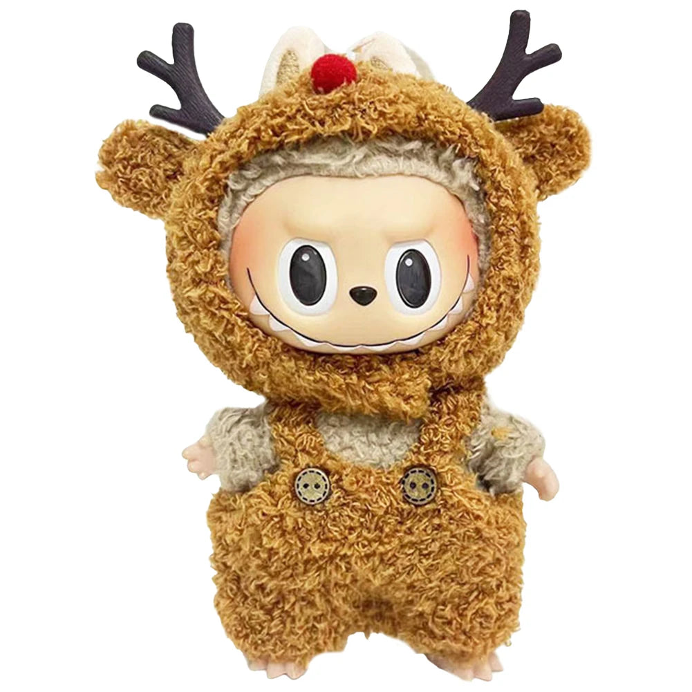 17cm Labubu Mini Plush Doll'S Clothes Outfit Accessories Cos Anime Plush Cartoon Decor For labubu shark onesie Clothing DIY Girl Gifts