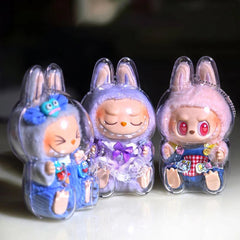 For Labubu Transparent Protective Cover Vinyl Doll Storage Box Cute Elf Plushie Display Cover for Holiday Gifts