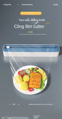 2 in 1 Food Film Dispenser Wrap Dispenser with Cutter Storage Box Aluminum Foil Stretch Film Cutter Wall Shelf Kitchen Organizer