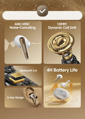 Toocki ANC Bluetooth Earphone 5.4 Dual Noise Cancellation Waterproof Wireless Headphone 3D Stereo In-ear ENC Earbuds With Mic