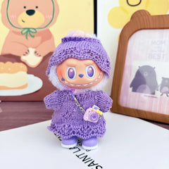 For Labubu V1 V2 v3 Cute Doll Clothes Fashion Sweater Outfit Accessories Sitting Party Pink White Striped Sweater Cup Clothing