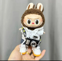 For Labubu V1 V2 Idol Cute Doll Clothes Fashion Sweater Outfit Accessories Sitting Party Pink White Striped Sweater Cup Clothing