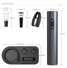 Electric Wine Bottle Opener Set Automatic Corkscrew with Aerator Pourer and Foil Cutter for Kitchen Bar Party Gifts Battery