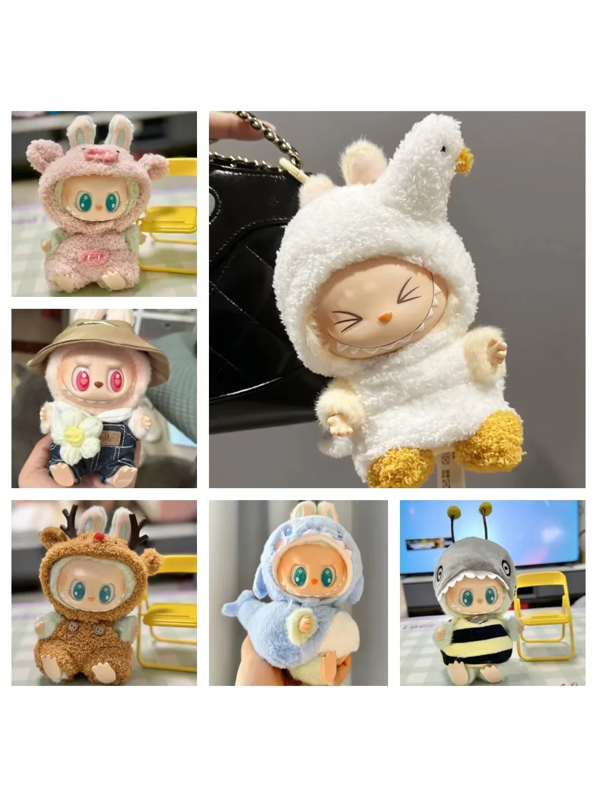 For Labubu V1 V2 Idol Cute Doll Clothes Fashion Sweater Outfit Accessories Sitting Party Pink White Striped Sweater Cup Clothing