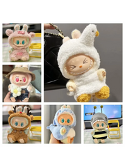 For Labubu V1 V2 Idol Cute Doll Clothes Fashion Sweater Outfit Accessories Sitting Party Pink White Striped Sweater Cup Clothing
