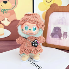 For Labubu V1 V2 v3 Cute Doll Clothes Fashion Sweater Outfit Accessories Sitting Party Pink White Striped Sweater Cup Clothing