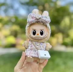 For 17cm labubu doll outfit clothes bear label hat love sweater set Cute Decoration Little Clothes