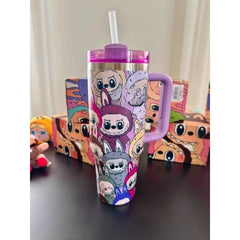 Cartoon Straw Cup Stainless Steel Vacuum Insulated Bucket 40oz Outdoor Hot Ice Travel Cup