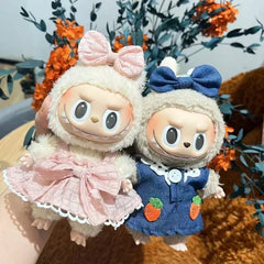 For 17cm labubu doll outfit clothes bear label hat love sweater set Cute Decoration Little Clothes