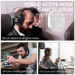 Siindoo NEWEST Hybrid ANC Wireless Headphone, ANC930Plus With Multi Magnetic Touch Control LED Screen 1GB MP3 AND APP Download