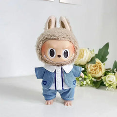 For Labubu V1 V2 Idol Cute Doll Clothes Fashion Sweater Outfit Accessories Sitting Party Pink White Striped Sweater Cup Clothing