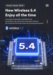 Monster MQT52 Wireless Bluetooth 5.4 Earphones Long Battery Life Gaming Headphones Dual Mode HIFI Stereo Sound Headset With Mic