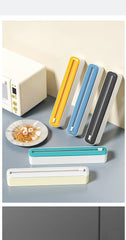2 in 1 Food Film Dispenser Wrap Dispenser with Cutter Storage Box Aluminum Foil Stretch Film Cutter Wall Shelf Kitchen Organizer